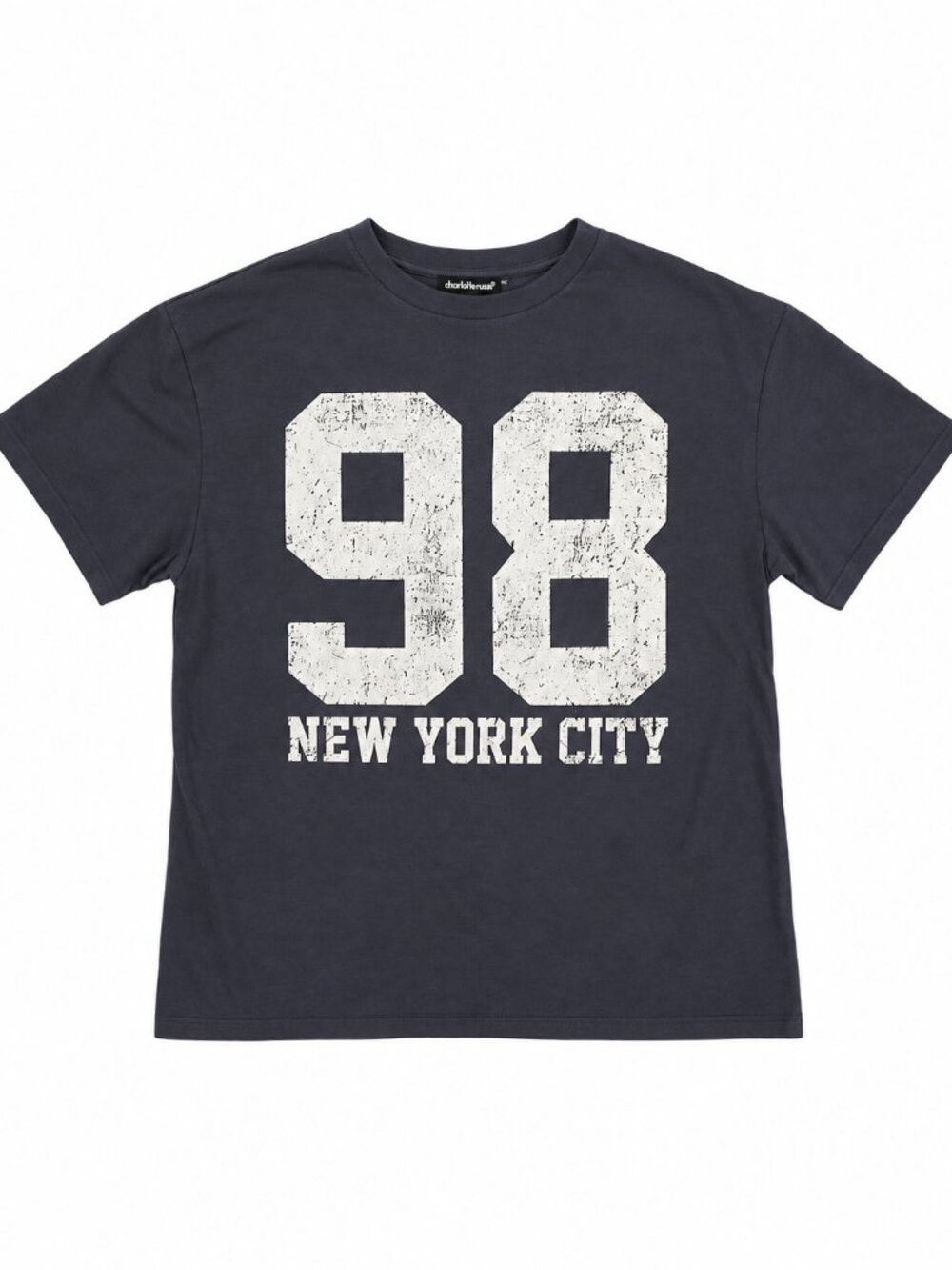 Charlotte Russe 98 New York City Graphic Tee Charcoal Gray Distressed Size S